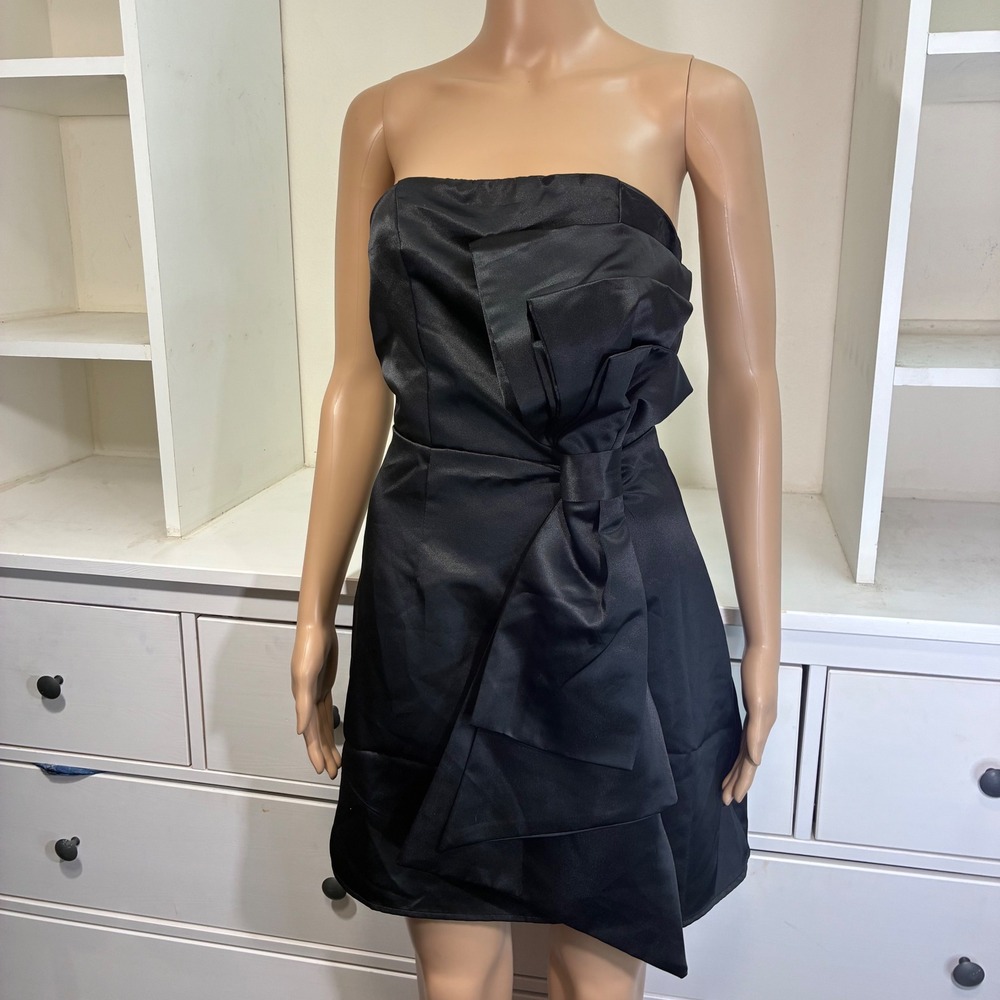 Black Strapless Bow Detail‎ Cocktail Party Dress Mini